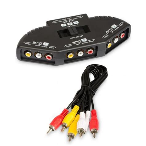 rca av splitter|3 Port AV Composite + Audio RCA Selector AV Switch Splitter.